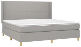 Κρεβάτι Boxspring με Στρώμα &amp; LED Αν.Γκρι 200x200εκ. Υφασμάτινο - Γκρι