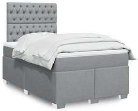 vidaXL Κρεβάτι Boxspring με Στρώμα Ανοιχτό Γκρι 120x200 εκ. Υφασμάτινο