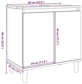 Ντουλάπι νιπτήρα Παλιό ξύλο 58x33x60 cm Κατασκευασμένο ξύλο - Καφέ