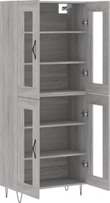 vidaXL Ντουλάπι Γκρι Sonoma 69,5 x 34 x 180 εκ. Επεξεργασμένο Ξύλο