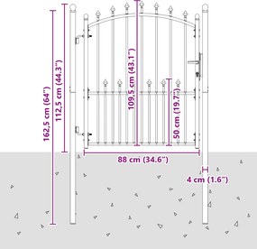 vidaXL Πύλη Φράχτη με Ακίδες EMMEN 100 x 125 cm