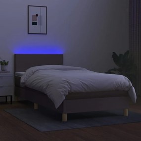 vidaXL Κρεβάτι Boxspring με Στρώμα &amp; LED Taupe 80x200 εκ. Υφασμάτινο