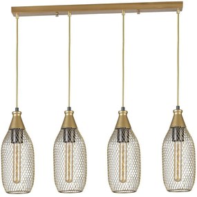 Φωτιστικό Οροφής - Ράγα Rio 941RTN1252 65x12x70cm 4xE27 40W Gold Opviq