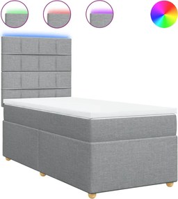 vidaXL Κρεβάτι Boxspring με Στρώμα Ανοιχτό Γκρι 100x200 εκ. Υφασμάτινο