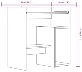 Γραφείο Καφέ Δρυς 80x45x74 εκ. από Επεξεργασμένο Ξύλο - Καφέ