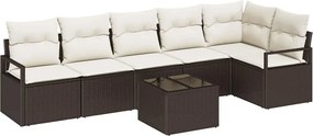 vidaXL Σετ Καναπέ με μαξιλάρι 7 pcs Καφέ συνθετικό ρατάν