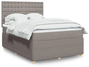 Κρεβάτι Boxspring με Στρώμα Taupe 140x190 εκ. Υφασμάτινο - Μπεζ-Γκρι