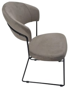 Artekko Moon Καρέκλα με Μεταλλικό Σκελετό και Βελούδο Γκρι/Μαύρο (55x55x80)cm