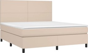 vidaXL Κρεβάτι Boxspring με Στρώμα Καπουτσίνο 180x200 εκ. Συνθ. Δέρμα