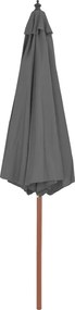 vidaXL Ομπρέλα Κήπου Ανθρακί 300 εκ. με Ξύλινο Ιστό