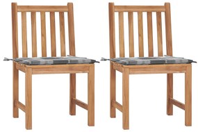 vidaXL Καρέκλες Κήπου 2 Τεμαχίων από Μασίφ Ξύλο Teak με Μαξιλάρια
