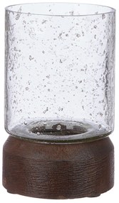 Κηροπήγιο Ρεσώ 'Anuk' Γυαλί/Ξύλο Μάνγκο Καφέ/Διάφανο 8x8cm
