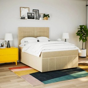 vidaXL Κρεβάτι Boxspring με Στρώμα Κρεμ 160x200 εκ. Υφασμάτινο