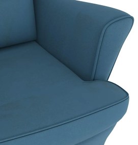 vidaXL Κουνιστή Πολυθρόνα με Πλάτη και Μπλε Βελούδο και Μασίφ Ξύλο