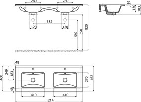 Creavit SU121 - Διπλός Νιπτήρας Επίπλου / Κρεμαστός 121x46