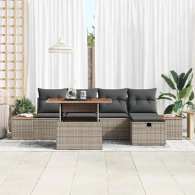 vidaXL Σετ Καναπέ από Poly Rattan 6 Τεμαχίων με Γκρι Μαξιλάρια