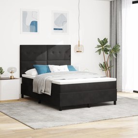 vidaXL κρεβάτι με ελατήριο και στρώμα & LED Μαύρο 160x200 εκ Βελούδο