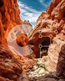 Σετ των 2 Intra Συλλεκτικό Ξύλινο Παζλ Plywood 4mm - Όμορφη εικόνα του κόκκινου φαραγγιού με το ρεύμα Σε Ξύλινο Κουτί - Διαστάσεις: 10x10 cm – 25 κομμάτια