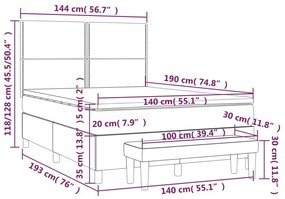 Κρεβάτι Boxspring με Στρώμα Σκούρο Μπλε 140x190 εκ. Βελούδινο - Μπλε