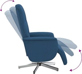 vidaXL Πολυθρόνα Ανακλινόμενη με Υποπόδιο Μπλε Υφασμάτινη