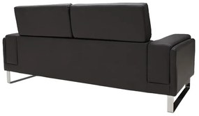 Καναπές Shea pakoworld 3θέσιος pu μαύρο-inox 198x80x87εκ