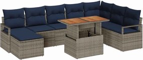 vidaXL Σετ Καναπέ Κήπου 9 pcs Γκρι και Ναυτικό