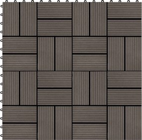 vidaXL Πλάκα Κατασκευής 11 pcs Σκούρο Καφέ 30 x 30 cm WPC