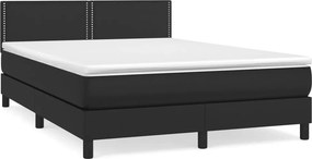 vidaXL Κρεβάτι Boxspring με Στρώμα Μαύρο 140x190εκ.από Συνθετικό Δέρμα
