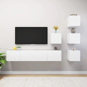 vidaXL Έπιπλα Τηλεόρασης Σετ 6 Τεμαχίων Λευκό από Μοριοσανίδα