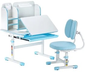 VEVOR Kids Study Chair and Desk with Bookshelf &amp; Drawer Height Adjustable Blue