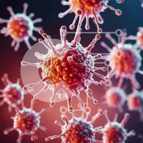 Intra Συλλεκτικό Ξύλινο Παζλ Plywood 4mm - Τρισδιάστατη εικόνα βακτηρίων και ιών στον αέρα Σε Ξύλινο Κουτί - Διαστάσεις Puzzle: 10x10 cm – 25 κομμάτια