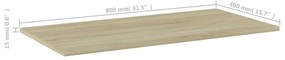 vidaXL Ράφια Βιβλιοθήκης 4 τεμ. Sonoma Δρυς 80x40x1,5 εκ. Μοριοσανίδα