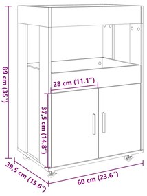 ΤΡΟΛΕΪ ΜΠΑΡ ΚΑΦΕ ΔΡΥΣ 60X39,5X89 ΕΚ. ΕΠΕΞ. ΞΥΛΟ 848275