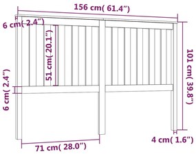 vidaXL Κεφαλάρι Κρεβατιού Λευκό 156 x 6 x 101εκ. από Μασίφ Ξύλο Πεύκου