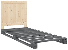 vidaXL Πλαίσιο Κρεβατιού με Κεφαλάρι Γκρι 90x200 εκ. Μασίφ Ξύλο Πεύκου