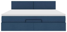 vidaXL Οθωμανικό κρεβάτι με στρώμα μπλε 180x200cm ύφασμα