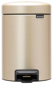 Κάδος απορριμμάτων με πεντάλ Brabantia NewIcon 1003195, 3 L, Ομαλό κλείσιμο, Αντιολισθητική βάση, Μεταλλικό χρυσό