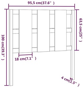 vidaXL Κεφαλάρι Κρεβατιού 95,5 x 4 x 100 εκ. από Μασίφ Ξύλο Πεύκου