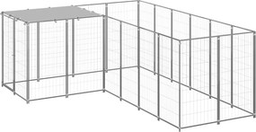 vidaXL Σπιτάκι Σκύλου Ασημί 4,84 μ² Ατσάλινο