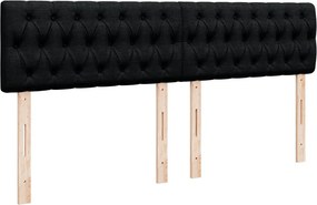 vidaXL Κρεβάτι Boxspring με Στρώμα Μαύρο 200x200 εκ. Υφασμάτινο