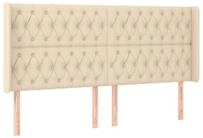 vidaXL Κρεβάτι Boxspring με Στρώμα &amp; LED Κρεμ 200x200 εκ. Υφασμάτινο