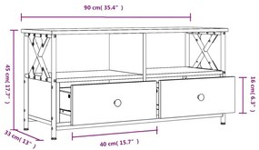 Έπιπλο Τηλεόρασης Sonoma Γκρι 90x33x45 εκ. Επεξ. Ξύλο/Σίδερο - Γκρι