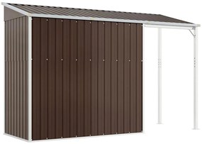 vidaXL Αποθήκη Κήπου Εκτεταμένη Οροφή Καφέ 277x110,5x181 εκ. Ατσάλι