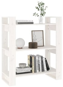 vidaXL Βιβλιοθήκη/Διαχωριστικό Χώρου Λευκό 80x35x91 εκ. Μασίφ Πεύκο