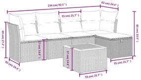 vidaXL Σετ Καναπέ Κήπου 6 τεμ. Μικτό Μπεζ Συνθετικό Ρατάν με Μαξιλάρια