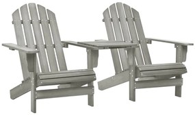 vidaXL Καρέκλες Κήπου Adirondack με Τραπέζι Γκρι από Μασίφ Ξύλο Ελάτης
