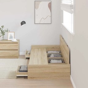 vidaXL Σκελετός Κρεβατιού Δρύς Sonoma 100 x 200 cm Επεξεργασμένο Ξύλο