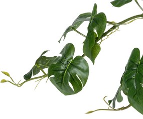 GloboStar® Artificial Garden HANGING MONSTERA 20600 Τεχνητό Διακοσμητικό Κρεμαστό Φυτό Μονστέρα Μ28 x Π30 x Υ50cm