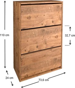 Παπουτσοθήκη μελαμίνης Nave 18 ζευγών pine oak 74x24x110εκ