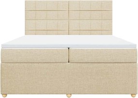 vidaXL Κρεβάτι Boxspring με Στρώμα Κρεμ 200x200 εκ. Υφασμάτινο